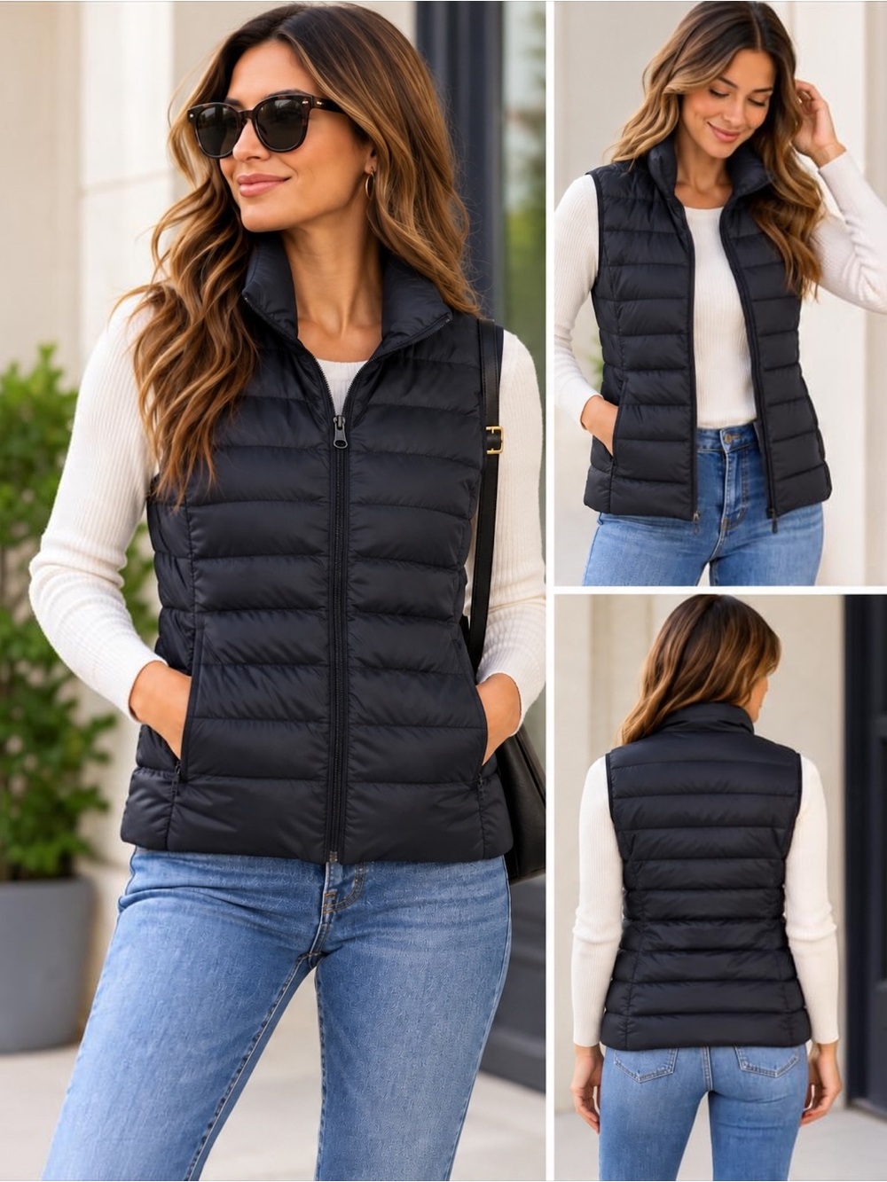UNIQLO Ultra Light Down Puffer Vest Black Full Zip Packable Size S